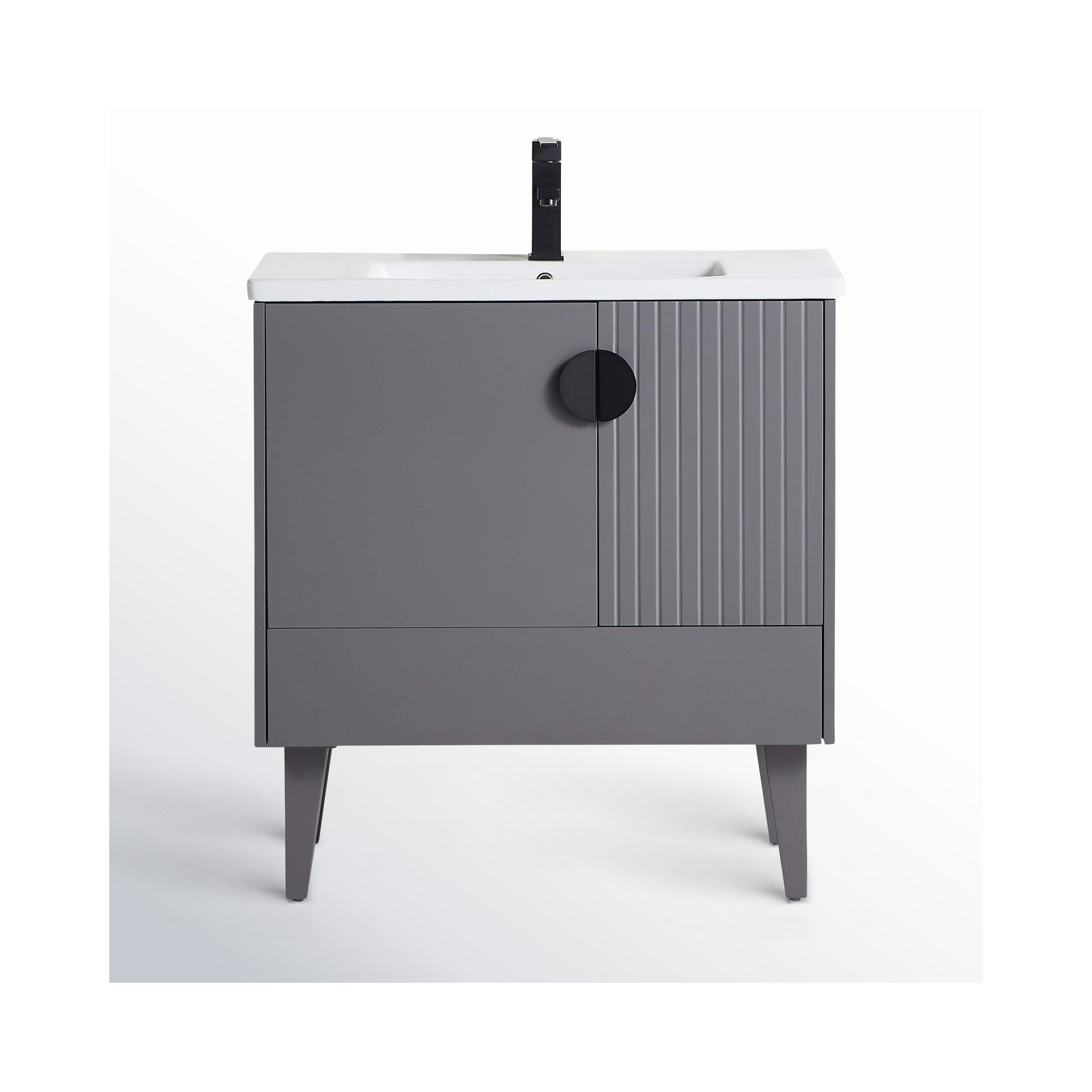 Saimah 30'' Single Bathroom Vanity, Black, Rock Gray