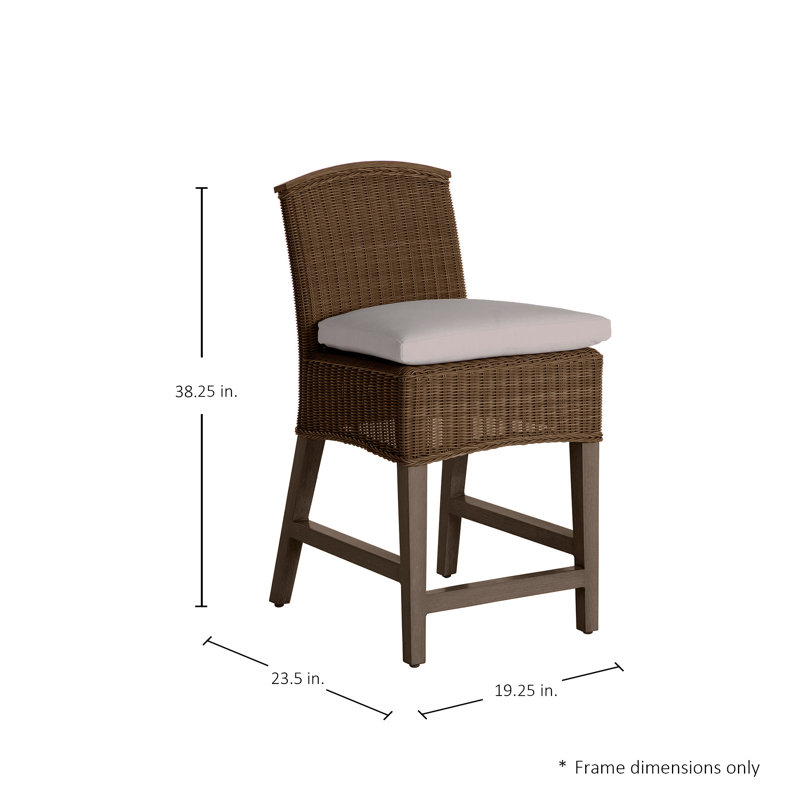 Tabouret de comptoir extérieur en résine tressée Astoria N-Dura 38,25 po., Welt + bourre standard, Sable à chevrons