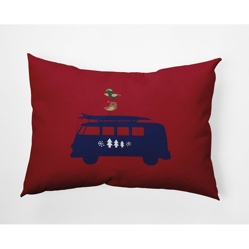 Coussin décoratif intérieur / extérieur en polyester, 14 po x 20 po, Rouge, Rectangulaire
