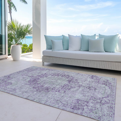 Machine Washable Indoor/Outdoor Claudian ACN1238 Purple 10' x 14' Rug