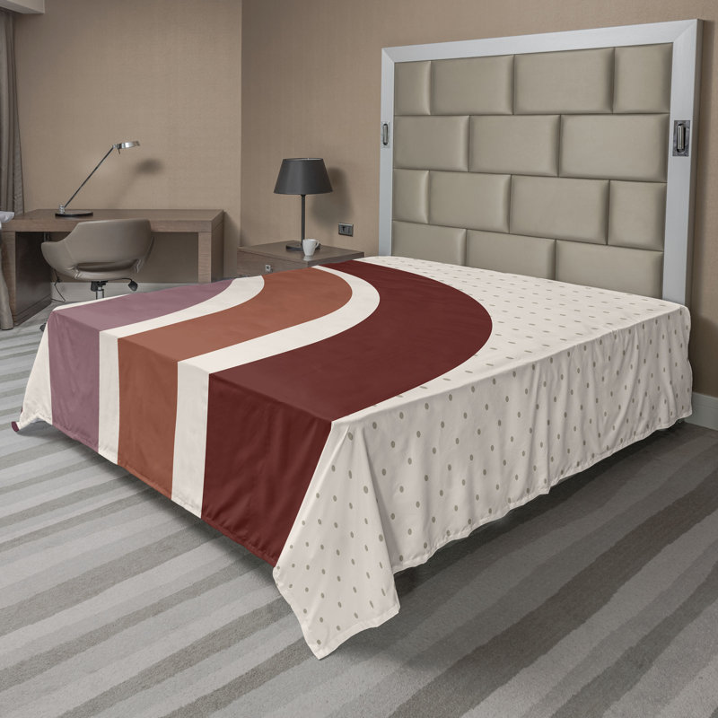 Drap plat moderne de style bohème Ambesonne, Mauve et taupe / motif à pois / abstrait cannelle