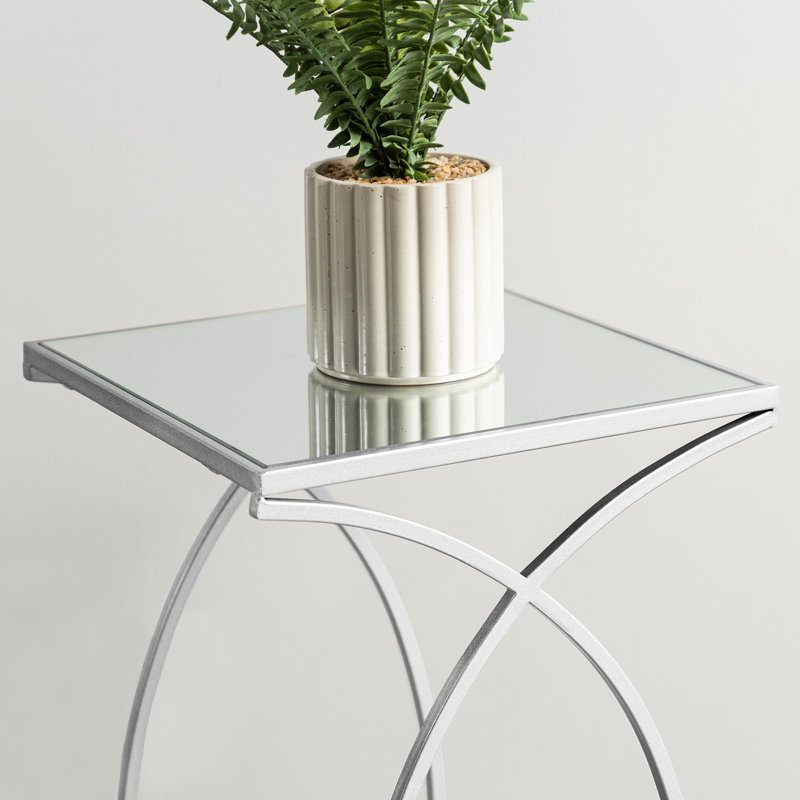 Loquette Glass Top Nesting Tables, Silver