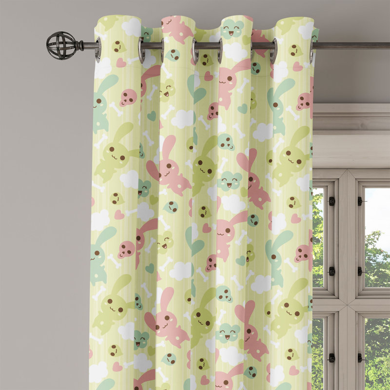 Rideau décoratif à œillets 2 panneaux Dakota Fields, 50 po x 84 po, vert pâle / rose pâle, L 50 po x L 54 po