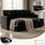 Canapé-lit, canapé modulaire avec lit escamotable, méridienne réversible, canapé modulaire avec rangement, tissu respirant noir, solution pour petit espace, canapé-lit convertible, mobilier de salon, canapé en L
