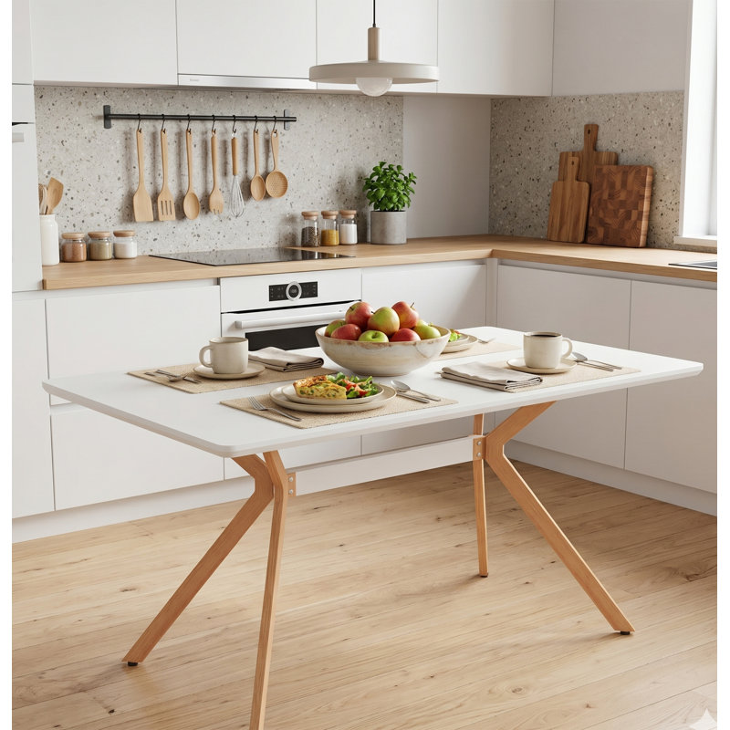 Plateau de table en bois aggloméré de style minimaliste moderne, Blanc/naturel