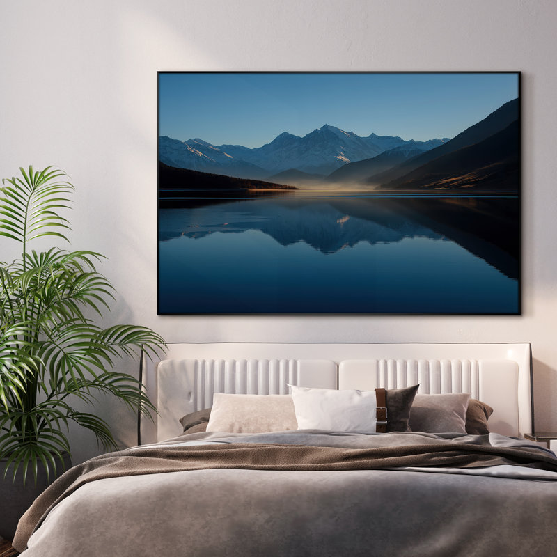 Très grande reproduction d'art sur toile - Paysage de lac de montagne pour la nature, décoration pour le salon ou la chambre à coucher - «Assemblage requis du cadre (cadre non fini)»
