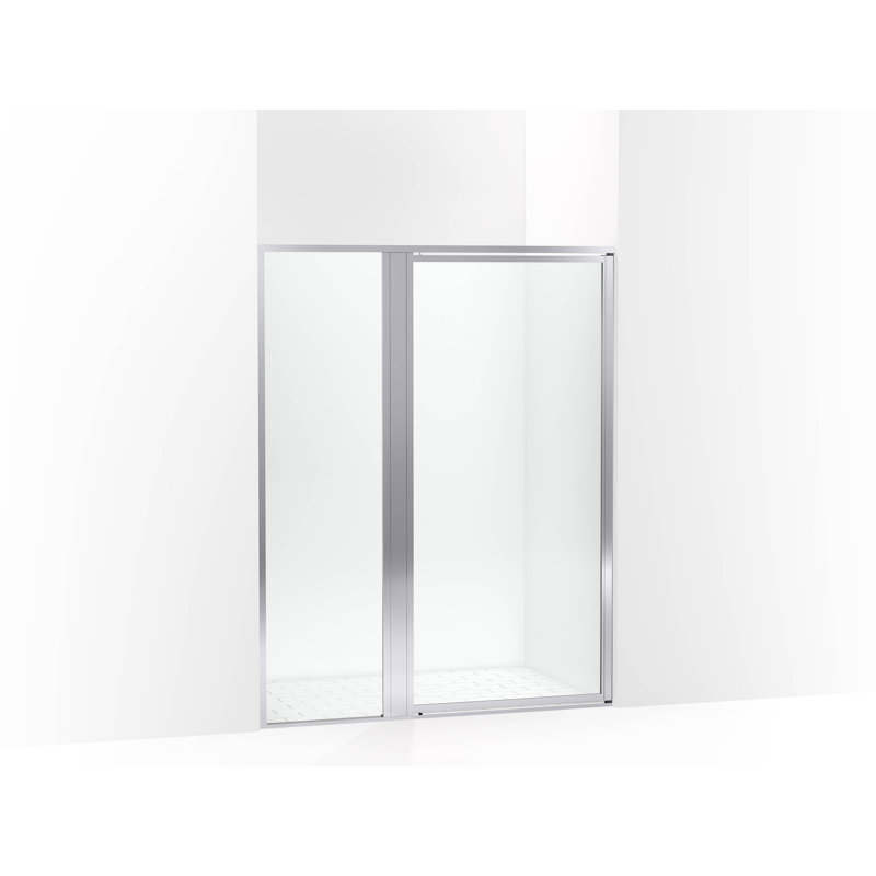 Attend 69" H Pivot Shower Door With 1/8"-Thick Glass, Silver