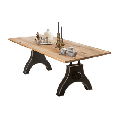 Liwanu Solid Wood Top Metal Base Dining Table