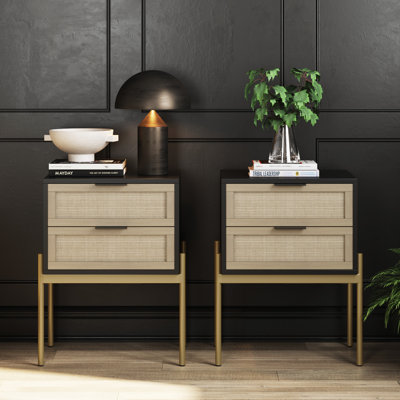2-Piece End Table with Drawer Set