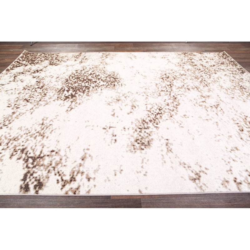 Tapis beige tissé à la machine Wooten, Rectangle 8 pi x 10 pi