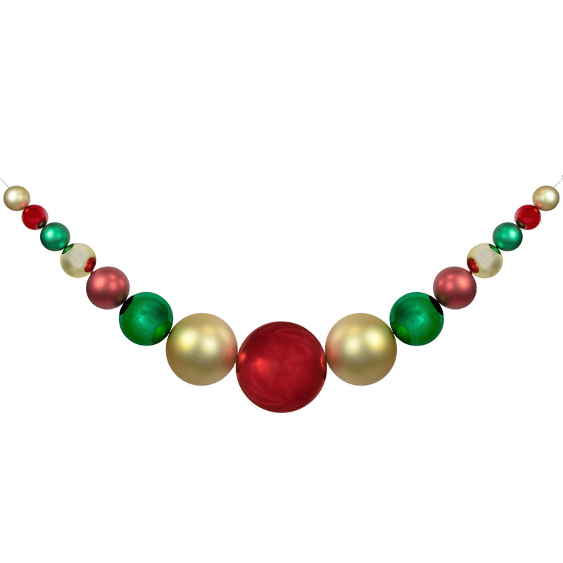 Ornement boule de Noël incassable 6 pi or rouge et vert brillant et mat