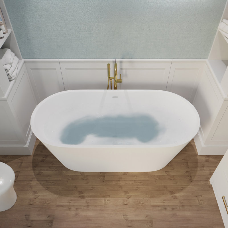 Kosima 66.8'' x 27.75'' Soaking Solid Surface Bathtub
