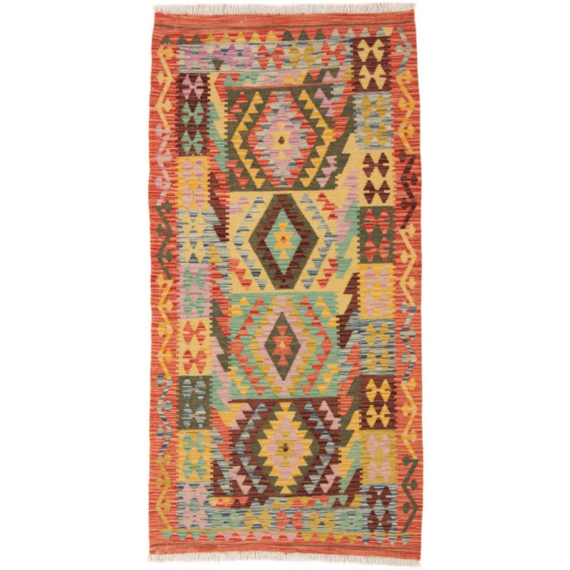 Geometric Wool Hand Woven 101cm X 201cm Area Rug