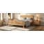 Lit plateforme moderne en rotin, cadre de lit en bois de style milieu du siècle avec tête et pied de lit en rotin tressé, lit pour chambre à coucher