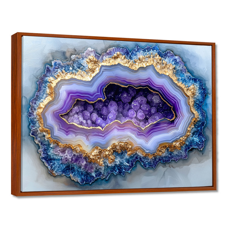 Agate «Dream River», art mural géode en pierre, Brun, H 12 po x l 20 po, Impression dans un cadre flottant sans passe-parto