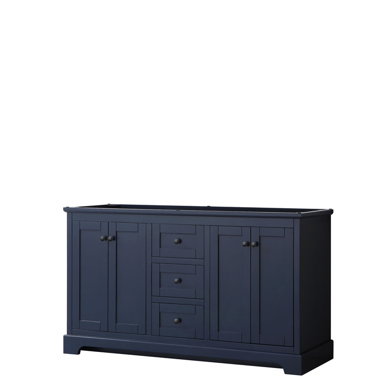 Avery 59.25'' Double Bathroom Vanity Base Only, Dark Blue/Matte Black