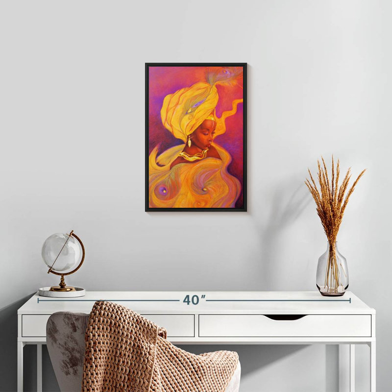 Déesse Oshun, 13 po x 19 po, Cadre flottant noir