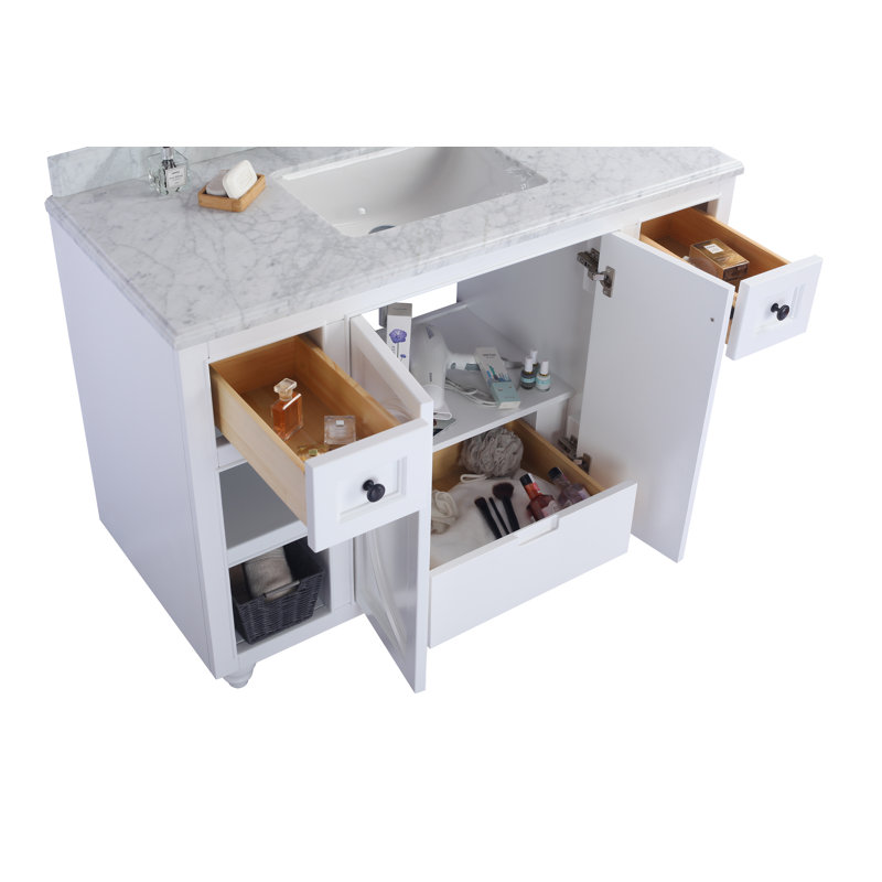 Ensemble de meuble-lavabo simple 48 po Mundy, Blanc, Carrera blanche