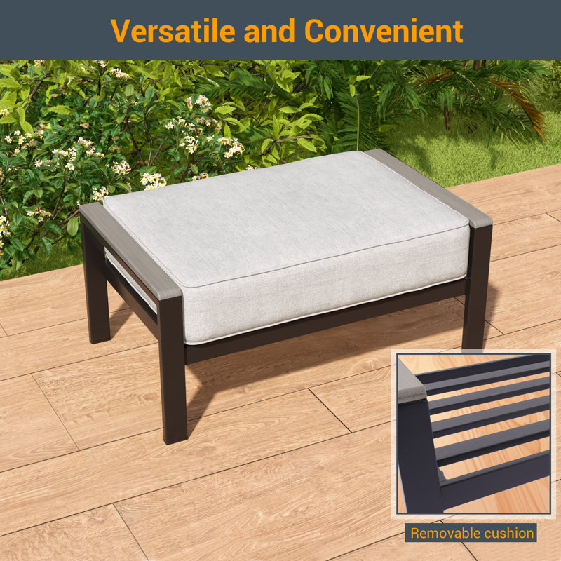 Ensemble de canapé de patio avec repose-pieds 3 pièces Ravsten, Lin gris