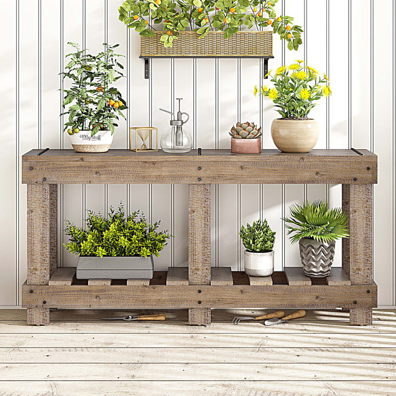 Wood Storage Console Table for Hallway, Living Room, Natural