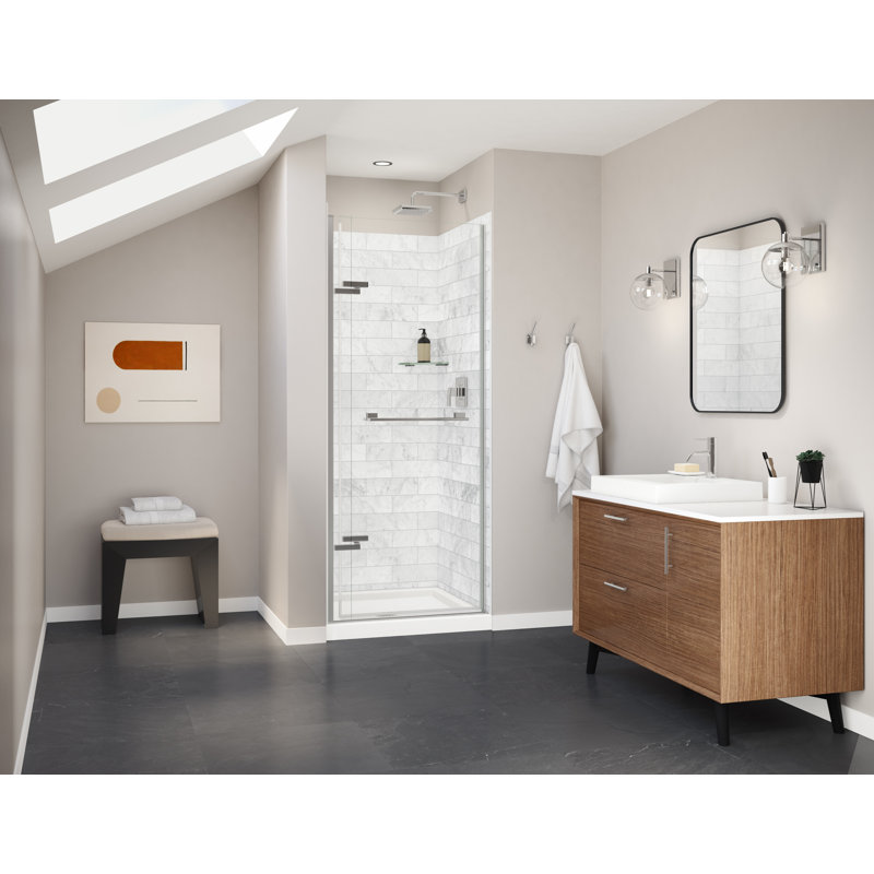 Utile 3636 Composite Direct-to-Stud Three-Piece Alcove Shower Wall Kit in Marble Carrara, 80.13" H x 35.88" W x 35.63" D