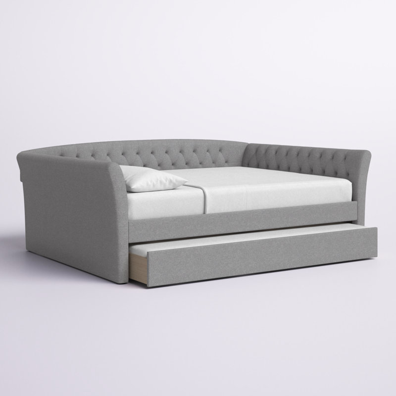Lit de jour avec couchette Eppie, Gris clair, Grand lit