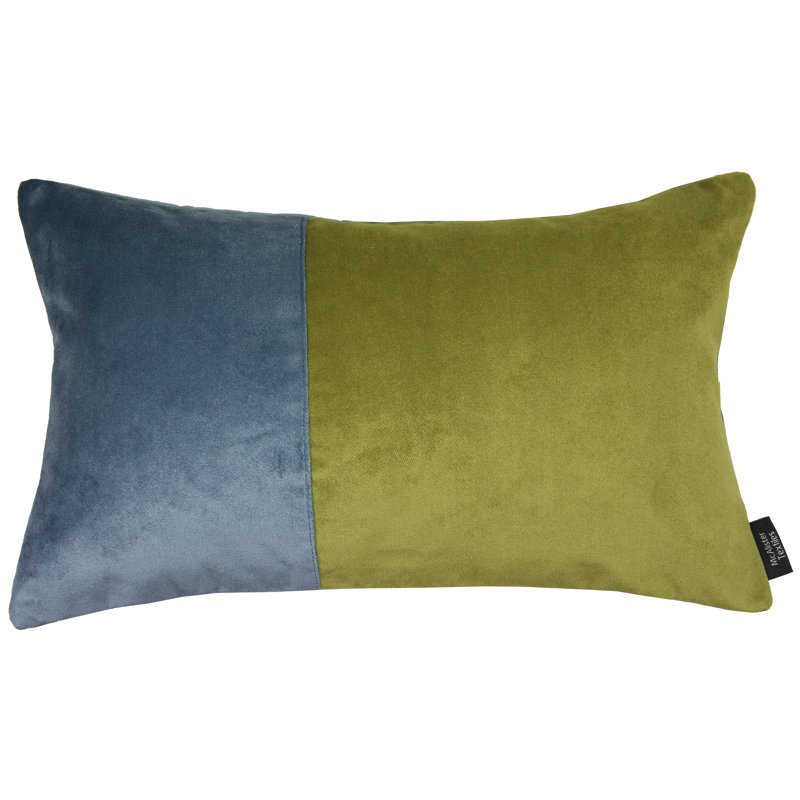 Wiggs Patchwork Rectangular Cushion Cover, 30 x 50cm, Velvet Blue/Green