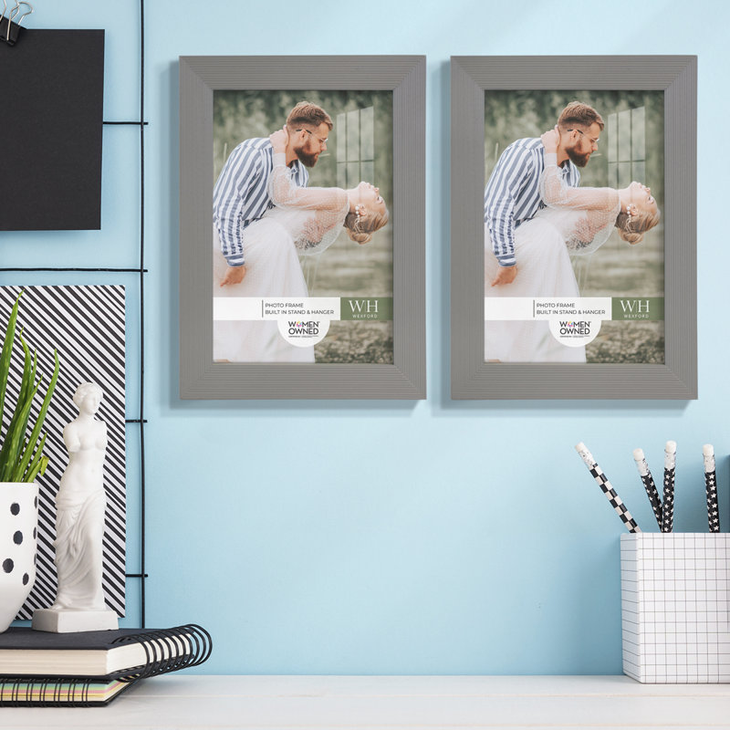 Ensemble de 2 cadres à photo simples en bois 3 po x 5 po noirs, 5 po x 7 po, Gris