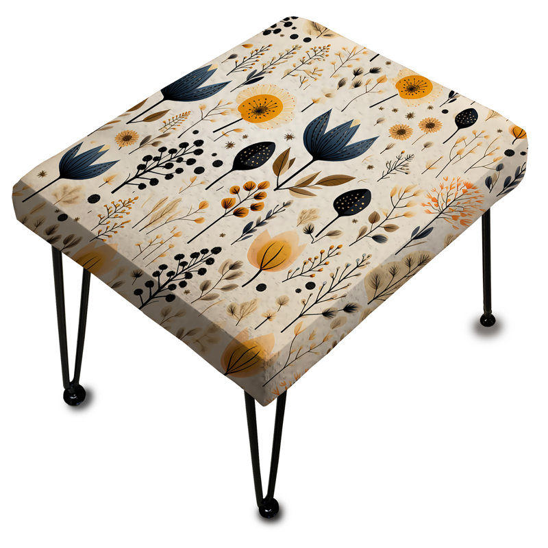 Simplicity In Blue Scandinavian Flowers - Floral Rectangle Ottoman
