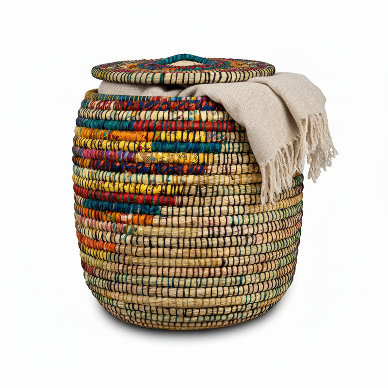 Multicolor Round-Storage Basket