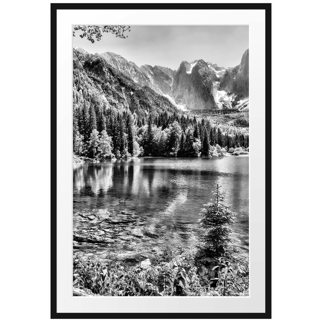 Gerahmtes Poster Bergsee mit Wald