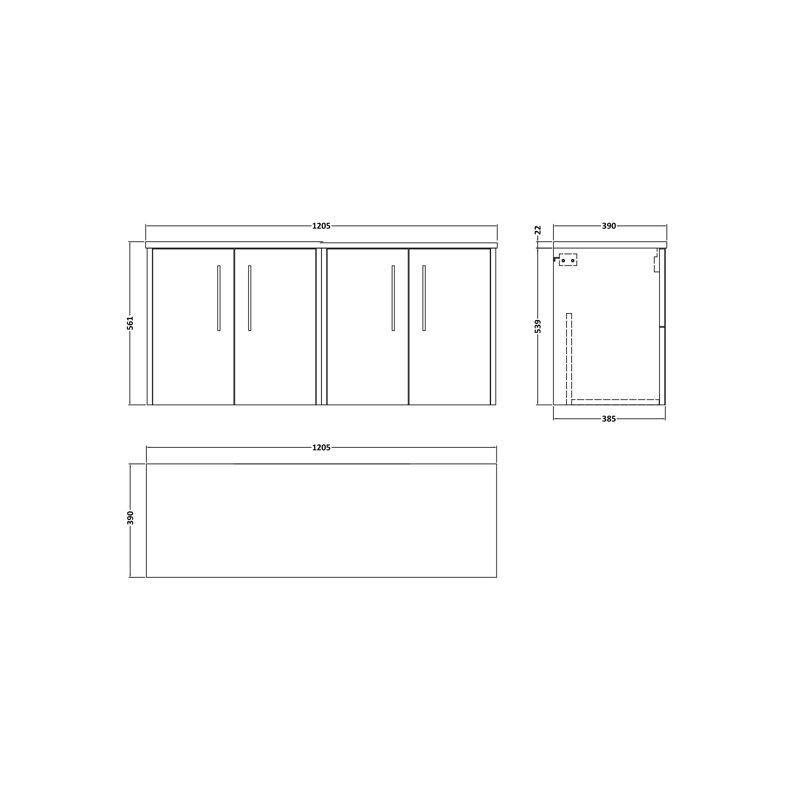 Juno 120.5cm Double Bathroom Vanity Base Only, Autumn Oak