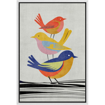 Bird " Birds On Wire Illustration Colorful Avian "