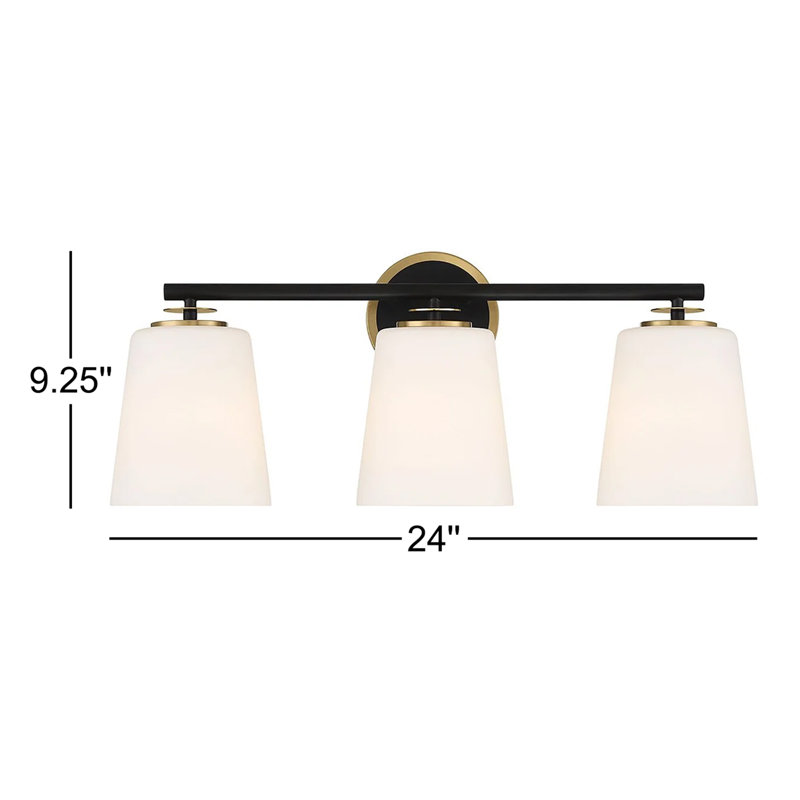 Luminaire de meuble-lavabo à 3 lumières Argan en noir mat et laiton naturel