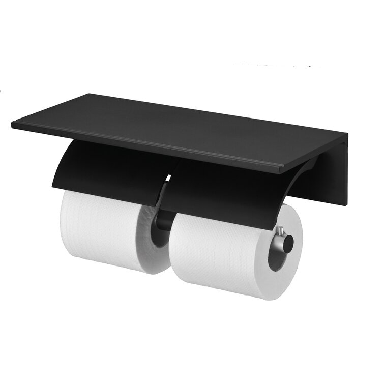 Surface-Mounted Double Toilet Roll Holder, Matte Black