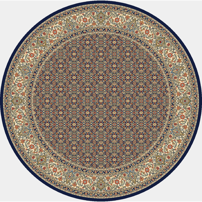 Tapis oriental bleu antique, Rond 5 pi 3 po
