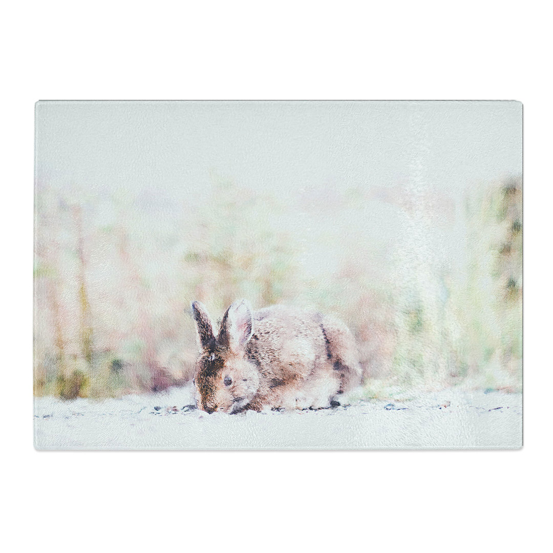 Tempered Glass Rabbit Grazing Chopping Board