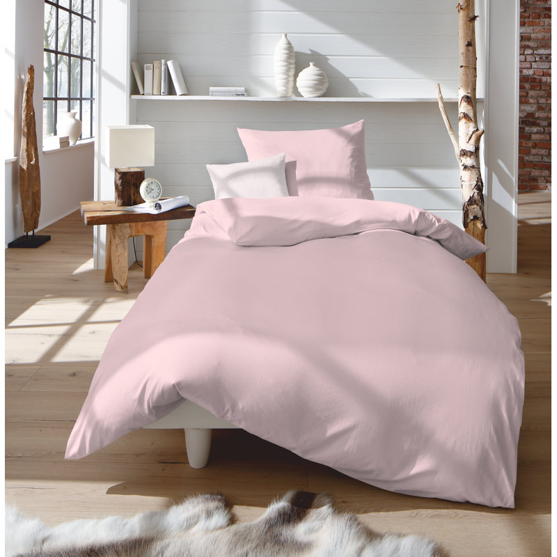 Uni-Colours 100% Cotton 200 TC Duvet Cover Set, 200 x 220cm Duvet Cover + 1 Pillowcase, Rose