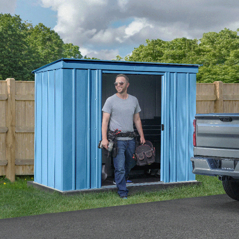 Classic Steel Storage Shed, 6X4, Blue Grey, Blue Gray