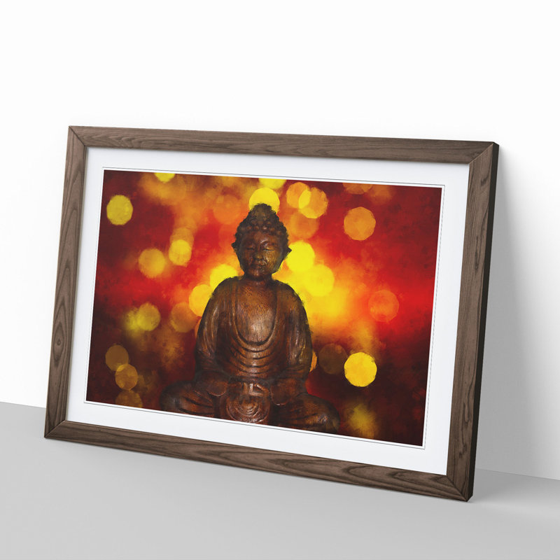 Buddha Statue Vol.2 - Picture Frame Painting, 48cm H x 65cm W x 2cm D, Walnut