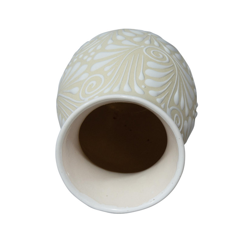 Desert Bloom Terracotta Clay Vase In Yellow/white