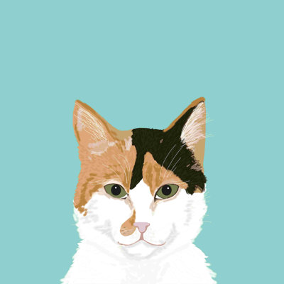 " Calico Cat Cute Cat Black White " Watercolor Painting