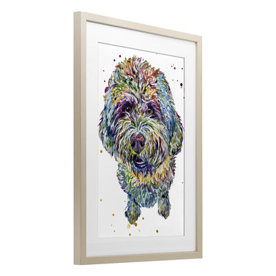 Lagotto Romagnolo Puppy Framed Print Under Glass, design by Jennifer Seeley