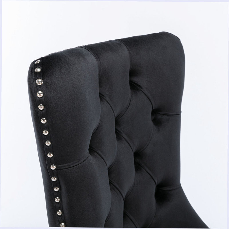 Chaise rembourrée capitonnée, Brun, Noir