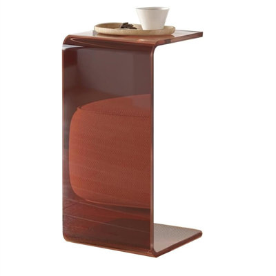 25.4" Acrylic Coffee Table – Modern Waterfall Design Side Table, Thick End Table For Living Rooms And Bedrooms,Brown