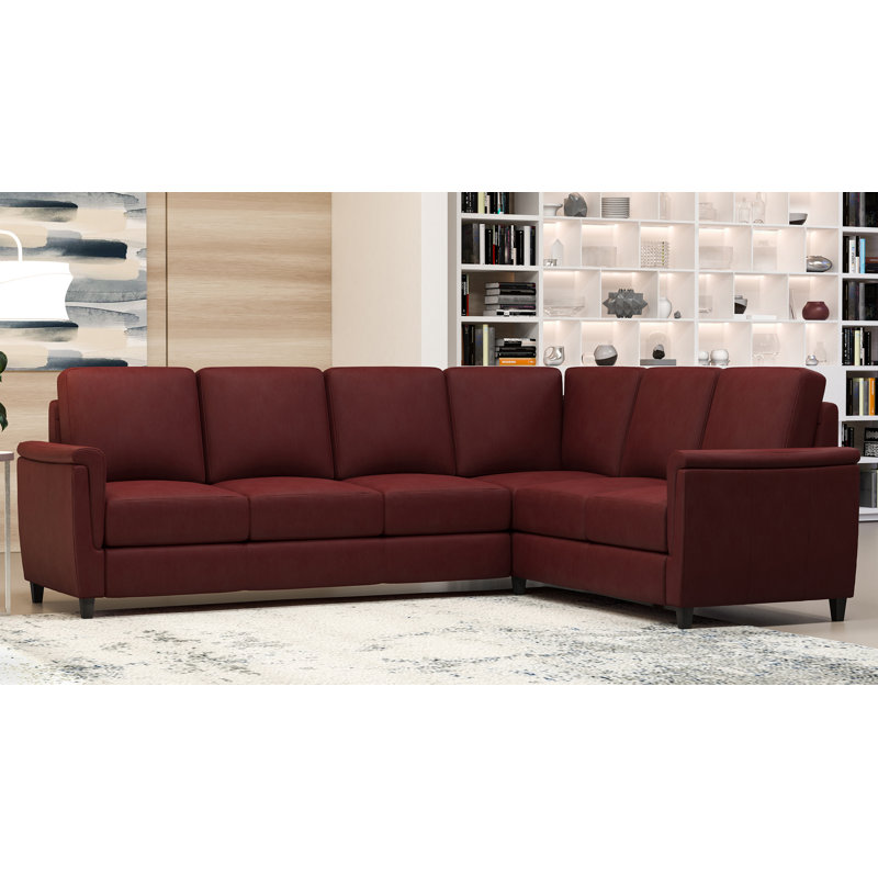 Canapé modulaire en cuir véritable de 108 po de large Rambrij, Face à la gauche, Bleu