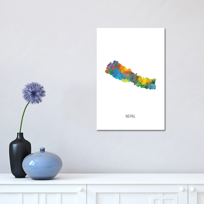 Nepal Map by Michael Tompsett - Wrapped Canvas Print, 30.48 cm H x 45.72 cm W
