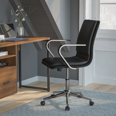 Fauteuil de direction pivotant rembourré à dossier moyen avec accoudoirs