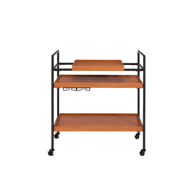 Serving Cart With Stemware Rack For Home Enhancement