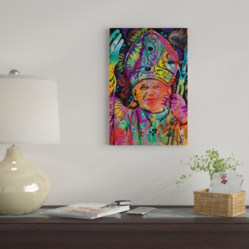 «Pope», impression sur toile, Papier beaux-arts encadré noir, Blanc, H 32 po x l 24 po x P 1 po